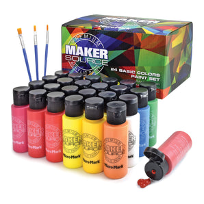 Maker Source by Micro-Mark 24 Colors Basic Paint Set, includes Raw Umber