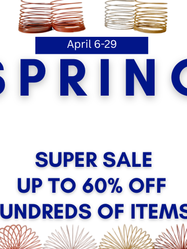 Spring sale advertisement with text and decorative elements on a white background