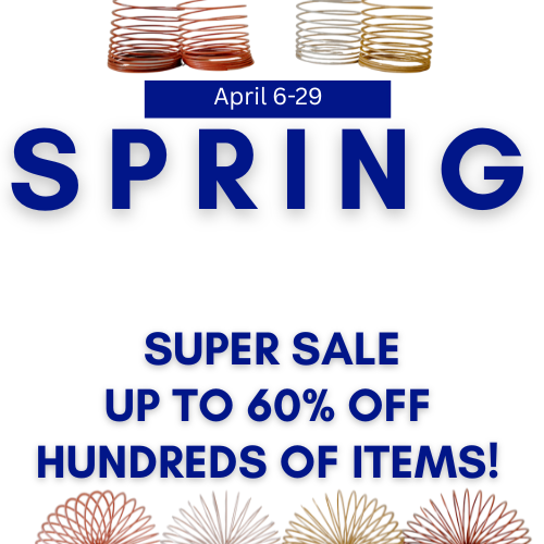 Spring sale advertisement with text and decorative elements on a white background