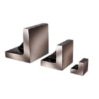 Set of three metallic corner brackets on a white background