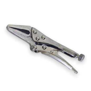 Metal locking pliers on a white background