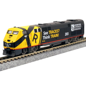Kato USA P42 Amtrak “Operation Life Saver” #203 Locomotive w/ESU LokSound5, N Scale