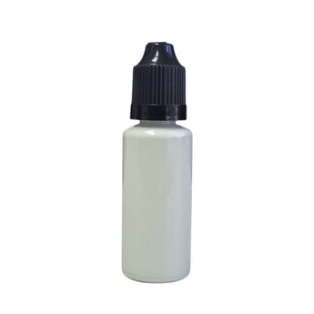 steel paint bottle with a black cap on a white background