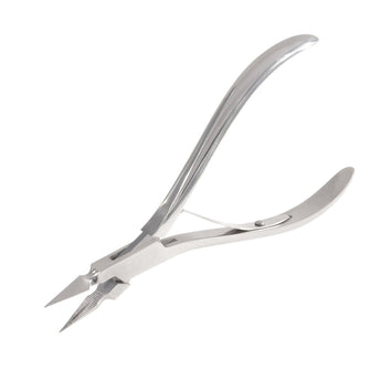 Metal nail clippers on a white background