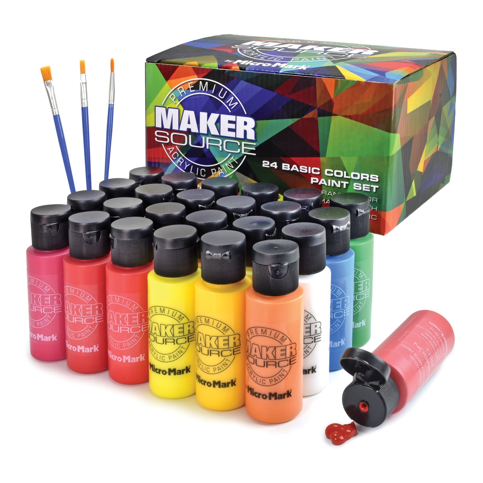 Introducing Maker Source by Micro-Mark 24 Colors Basic Paint Set: Unleash Your Creativity! - Micro-Mark