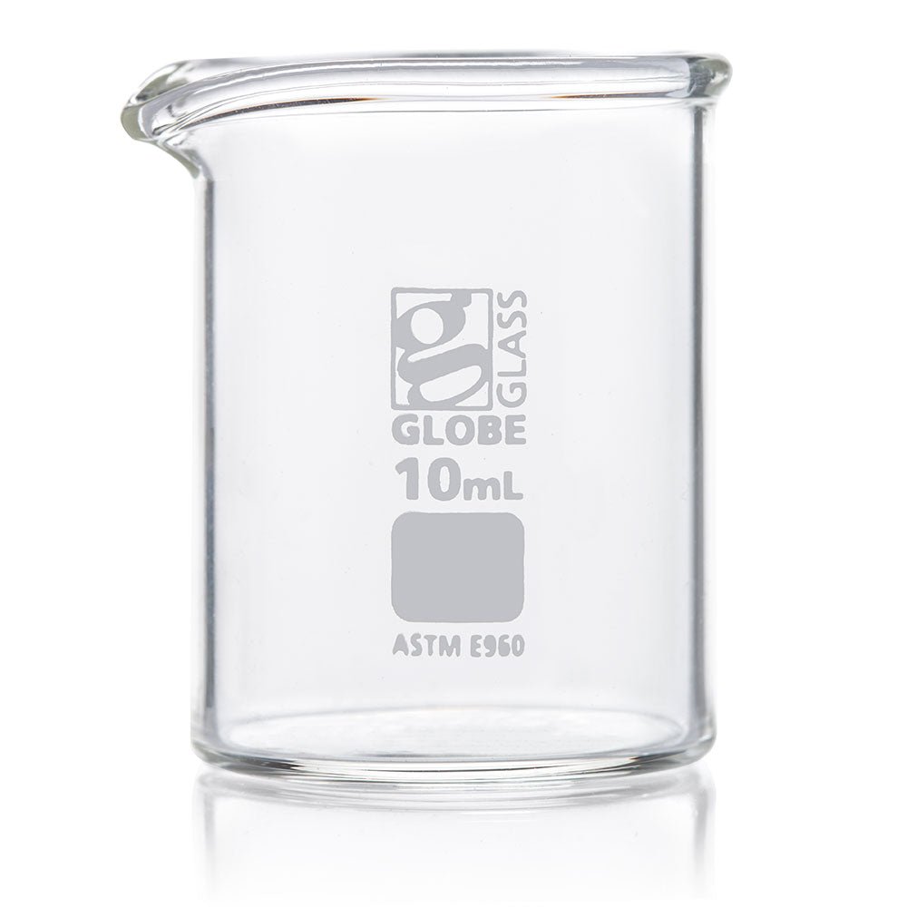 10mL Beaker, Globe Glass, Low Form Griffin Style