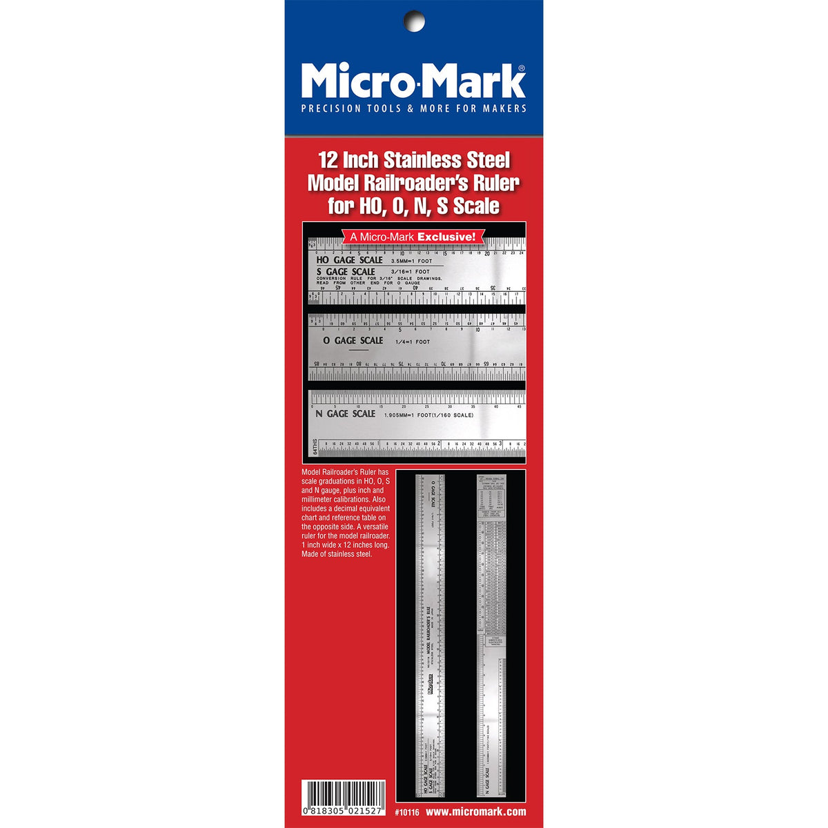 12 Inch Stainless Steel Model Railroader's Ruler (for HO, O, N, S Scal ...