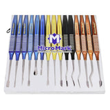 15 PC. Assortment “Premier Elite” Titanium - Plated Chisel and Gouge Set by Micro - Mark