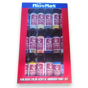 Micro-Mark Railroad Model Air Color Paint  Set, 18pc