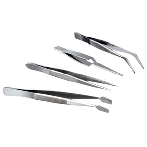 4-piece Stainless Steel Mini Tweezer Set