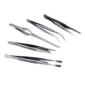 5-piece Stainless Steel Tweezer Set