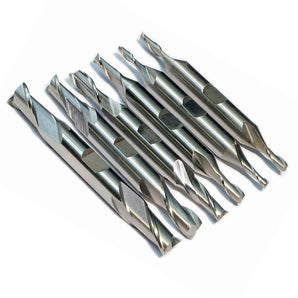 6-piece HSS End Mill Set, 3/8 Inch Length of Cut, 3/8 Inch Shank, Center Cut, 2-Flute