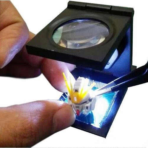 Fold-Up 10x Magnifying Lens with LED Light and Pointer