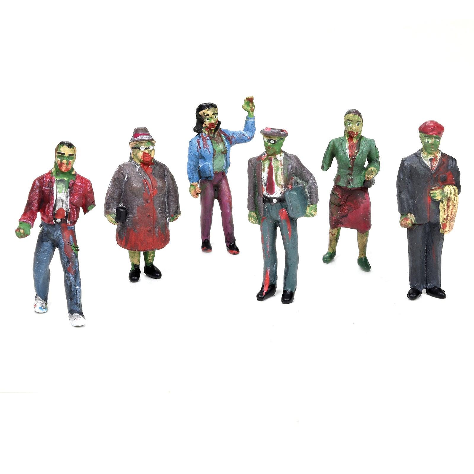 Hand Painted Zombies, O Scale, Pack of 6