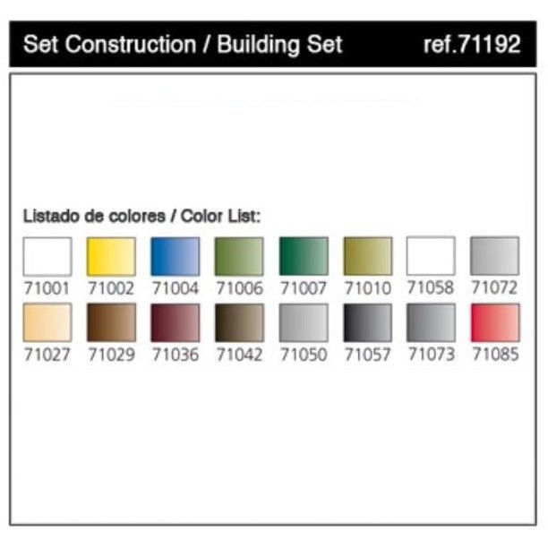 Acrylicos Vallejo Building Colors, Model Air Paint Set, 1/2 Fl. oz. Bottles, 16 Colors
