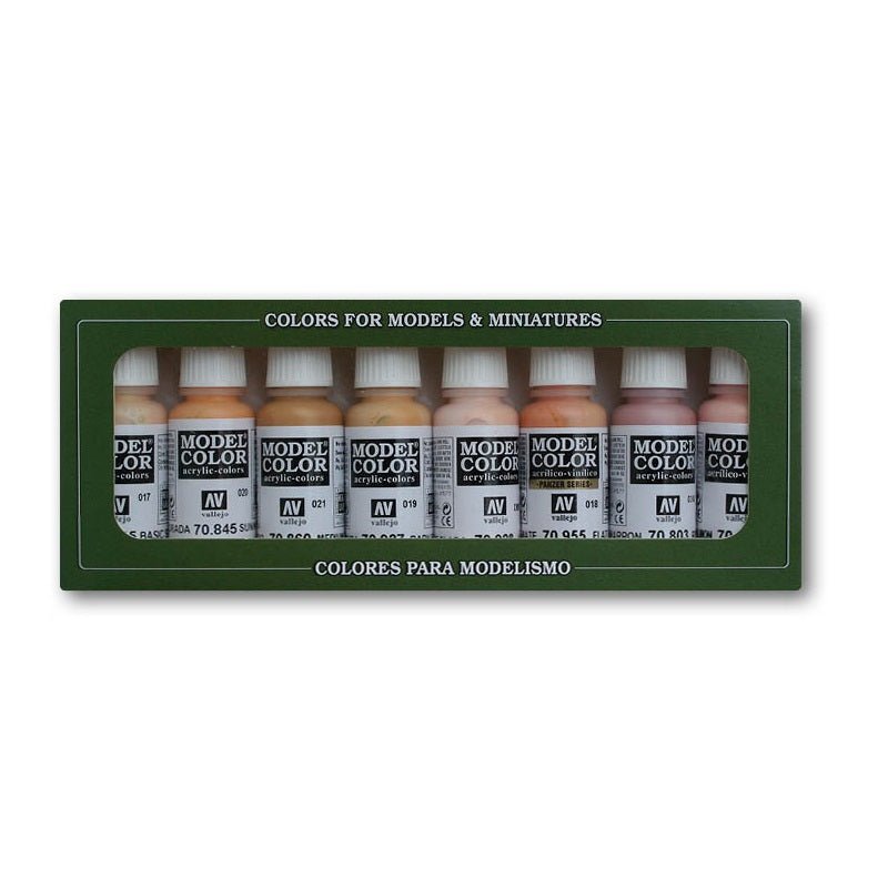 Acrylicos Vallejo Face and Skin Tones, Model Color Paint, 1/2 Fl. oz. Bottles, 8 Colors