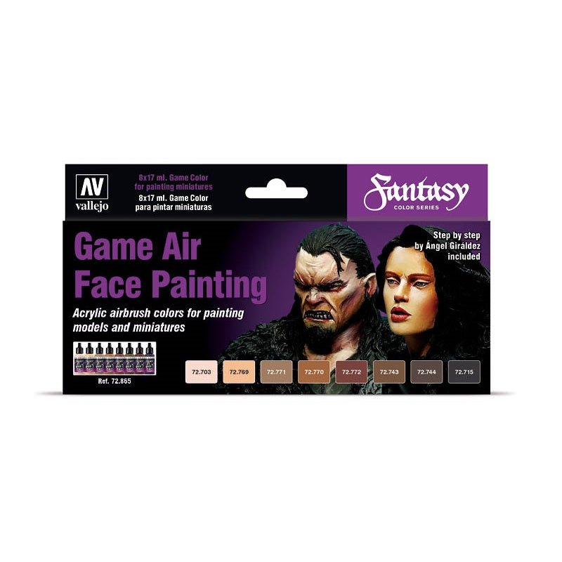 Acrylicos Vallejo Face Painting Model Air Paint Set, 1/2 Fl. oz. Bottles, 8 Colors - Micro - Mark Acrylic Airbrush Paint