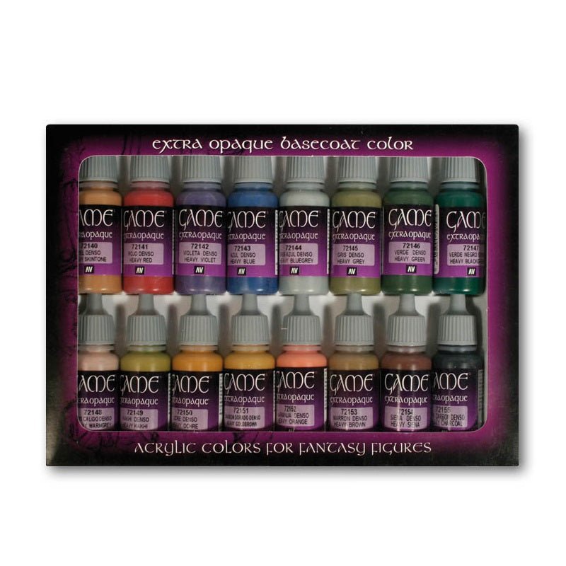 Acrylicos Vallejo Game Color Extra Opaque Set, Model Color Paint, 1/2 Fl. oz. Bottles, 16 Colors