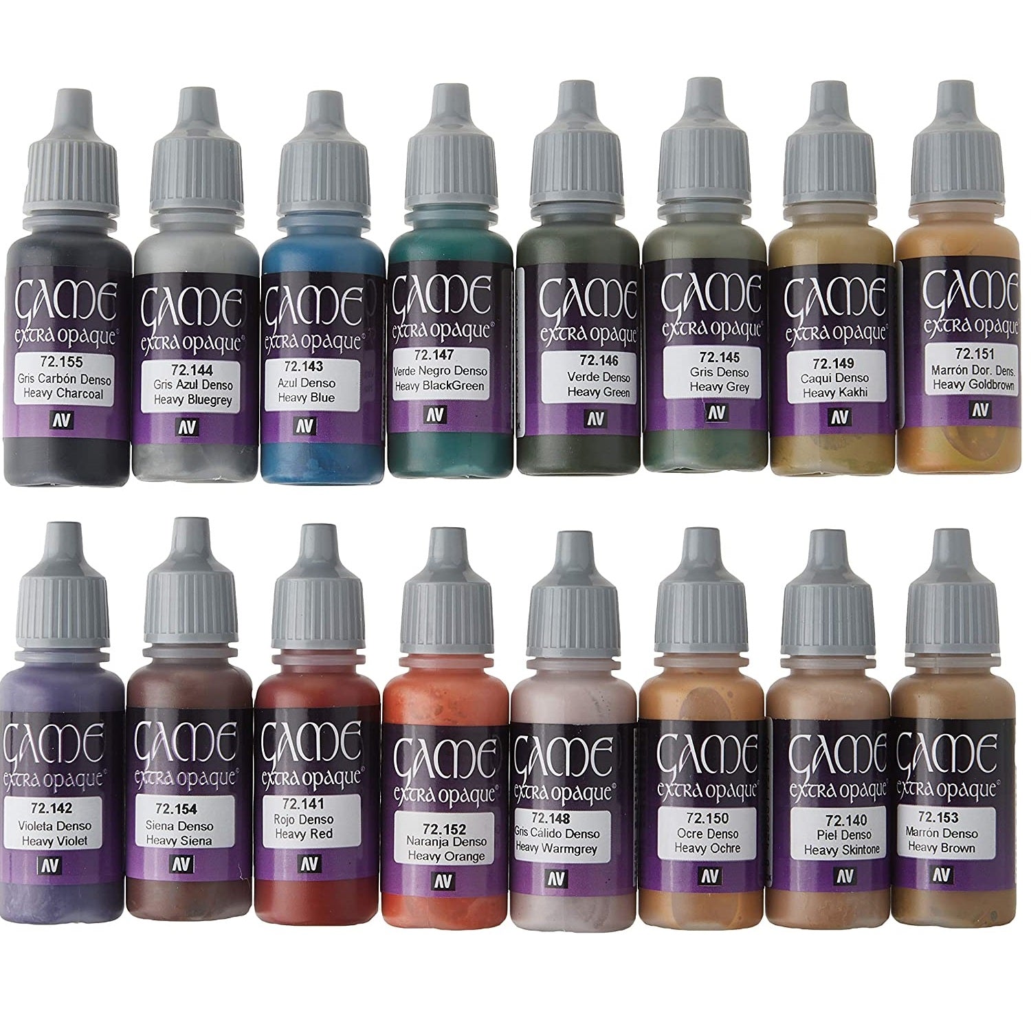 Acrylicos Vallejo Game Color Extra Opaque Set, Model Color Paint, 1/2 Fl. oz. Bottles, 16 Colors