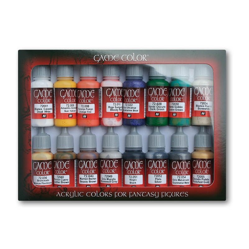 Acrylicos Vallejo Game Color Introduction Set, Model Color Paint Set, 1/2 Fl. oz. Bottles, 16 Colors