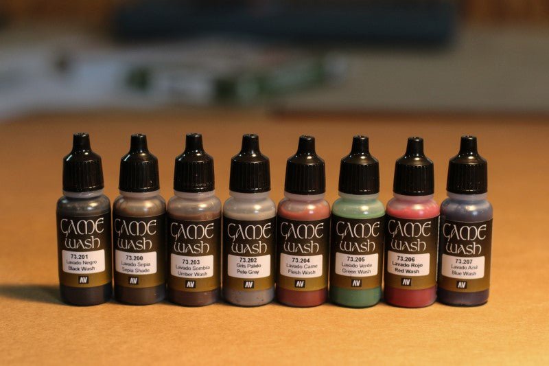 Acrylicos Vallejo Games Colors, Model Color Washes, 1/2 Fl. oz. Bottles, 8 Colors