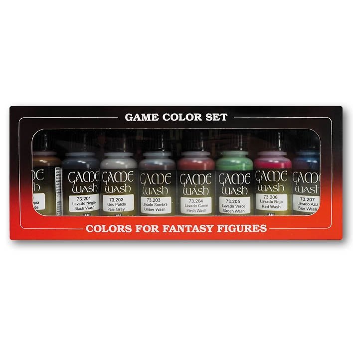 Acrylicos Vallejo Games Colors, Model Color Washes, 1/2 Fl. oz. Bottles, 8 Colors