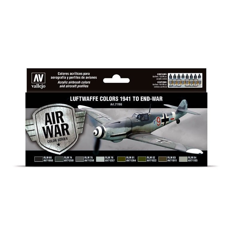 Acrylicos Vallejo Luftwaffe Colors 1941 To End - War, Model Air Paint Set, 1/2 Fl. oz. Bottles, 8 Colors - Micro - Mark Acrylic Airbrush Paint