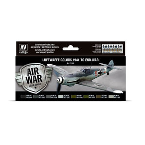 Acrylicos Vallejo Luftwaffe Colors 1941 To End-War, Model Air Paint Set, 1/2 Fl. Oz. Bottles, 8 Colors