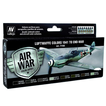 Acrylicos Vallejo Luftwaffe Colors 1941 To End - War, Model Air Paint Set, 1/2 Fl. Oz. Bottles, 8 Colors