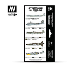 Acrylicos Vallejo Luftwaffe Colors 1941 To End - War, Model Air Paint Set, 1/2 Fl. Oz. Bottles, 8 Colors