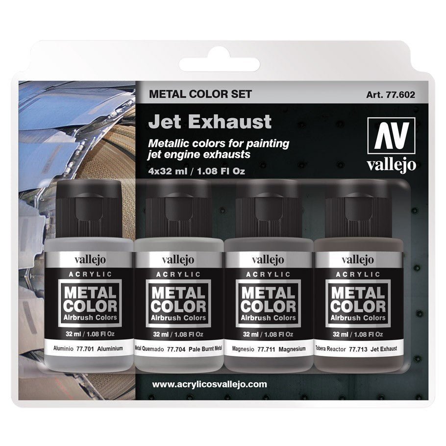 Acrylicos Vallejo Metal Color Jet Exhaust Paint Set, 4 Colors