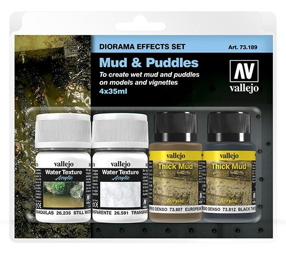 Acrylicos Vallejo Mud And Puddles Pigments Set of 4 Colors