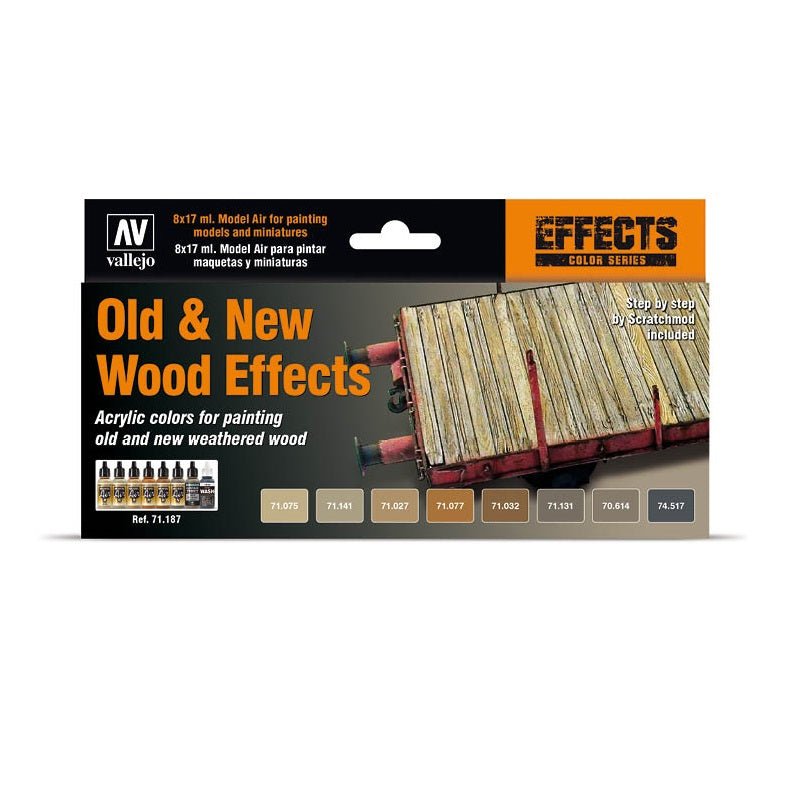 Acrylicos Vallejo Old And New Wood Effects, Model Air Paint Set, 1/2 Fl. oz. bottles, 8 Colors