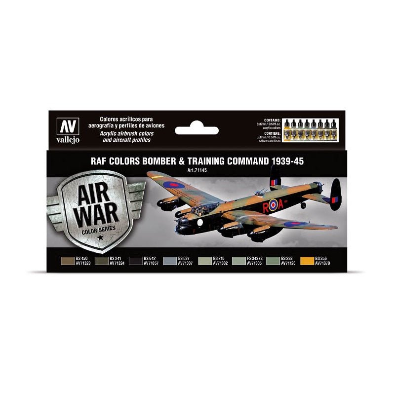 Acrylicos Vallejo RAF Colors Bomber & Training Air Command 1939 - 1945 Model Air Paint Set, 1/2 Fl. oz. Bottles, 8 Colors - Micro - Mark Acrylic Airbrush Paint