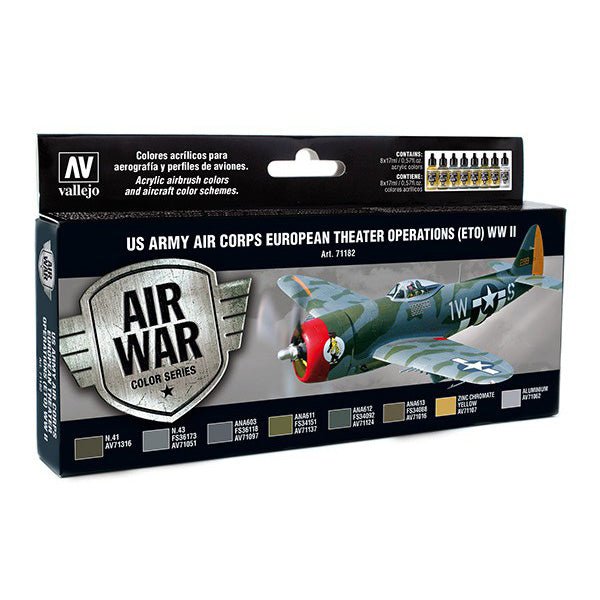 Acrylicos Vallejo US Army Air Corps European Theater Operations (ETO) WWII Paint Set, 8 Colors - Micro - Mark Acrylic Paint