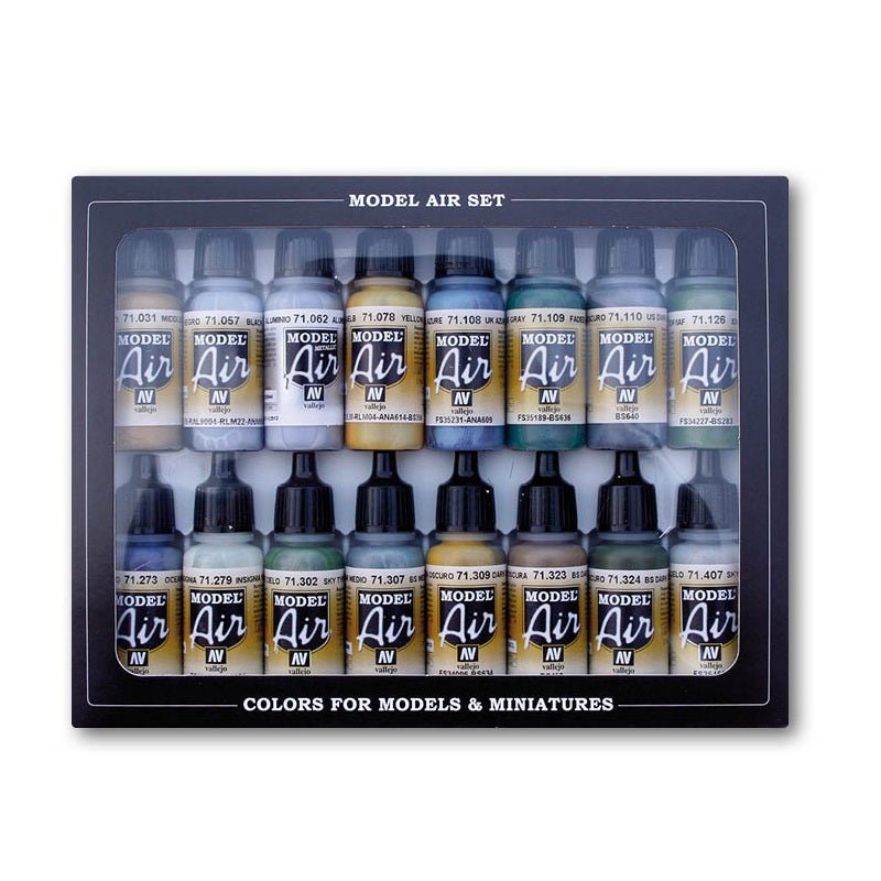 Acrylicos Vallejo WWII British RAF & FAA Model Air Paint Set, 1/2 fl. oz. bottles, 16 Colors