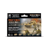 Acrylicos Vallejo WWII Desert British & German Armour & Infantry Model Color Paint Set, 1/2 fl. oz. bottles, 6 Colors