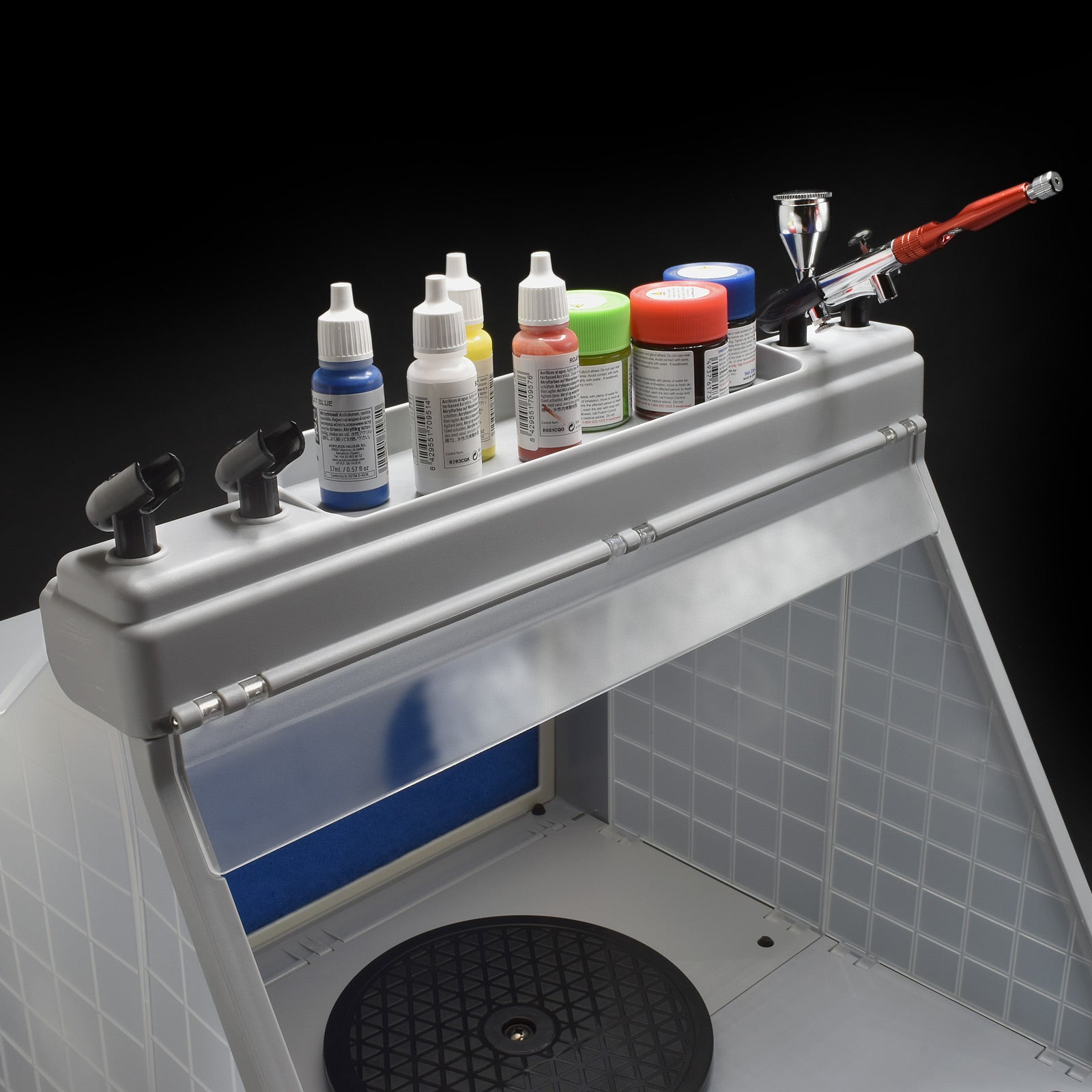 Airbrush Holder & Tray Attachment for Fold Up Spray Booth - Micro - Mark Airbrush Accessories