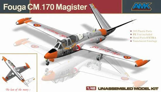 AMK Fouga CM.170 Magister Kit d'entraînement à réaction français 2 places en plastique, échelle 1/48