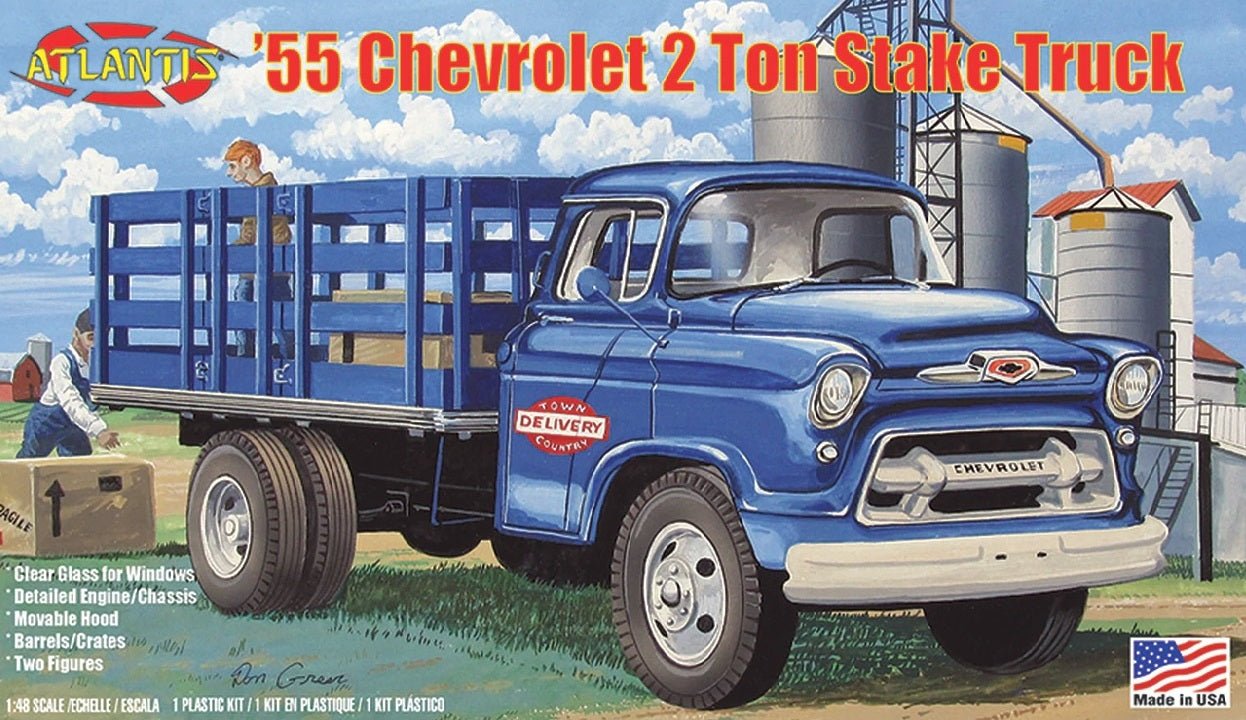 Atlantis® '55 Chevrolet 2 Ton Stake Truck Plastic Model Kit, 1/48 Scale - Micro - Mark Scale Model Kits