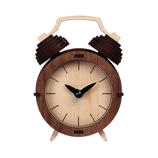 Clock Model Kit Augustree Retro Classic Alarm Clock Kinetic Wooden Model Kit – Micro-Mark
