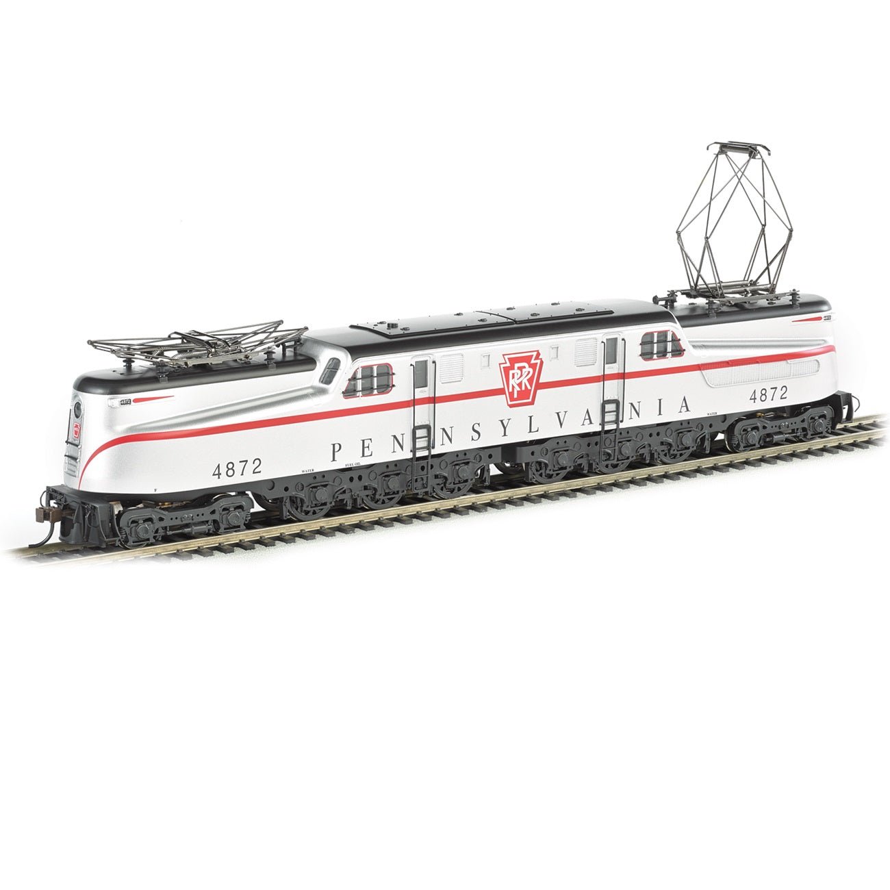 Bachman GG - 1 Locomotive - PRR #4872 (Silver w/Red Stripe), N Scale - Micro - Mark Locomotives