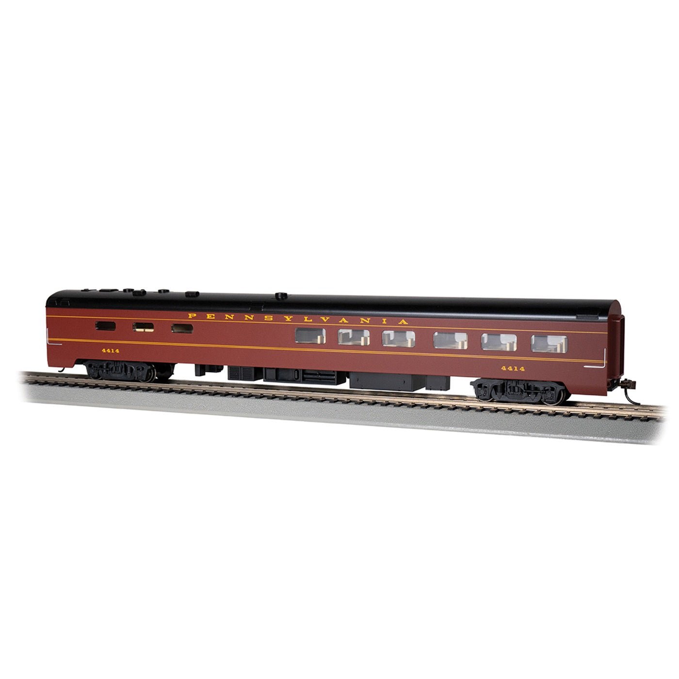 Bachmann 85' Smooth - Side Dining Car with Lighted Interior PRR #4414, HO Scale - Micro - Mark Model Trains, Rolling Stock, Z