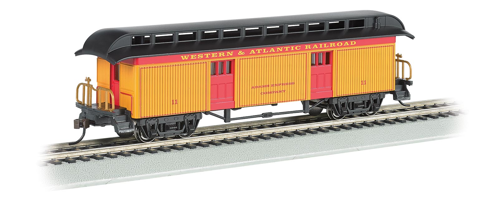 Bachmann HO Old - Time Baggage Car with Rounded - End Clerestory Roof, Western & Atlantic Railroad - Micro - Mark Model Trains, Rolling Stock, Z