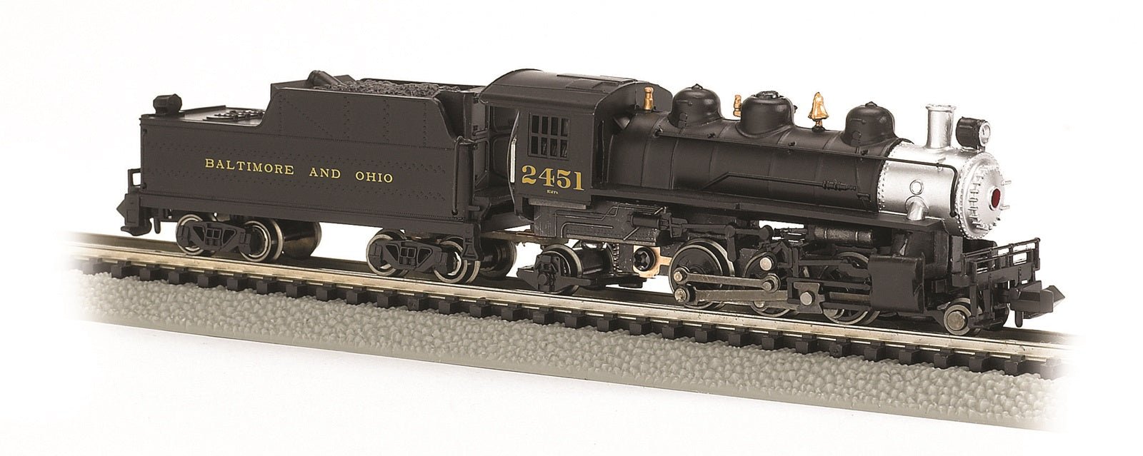 Bachmann Prairie 2 - 6 - 2 Locomotive & Tender Baltimore & Ohio #2451, N Scale