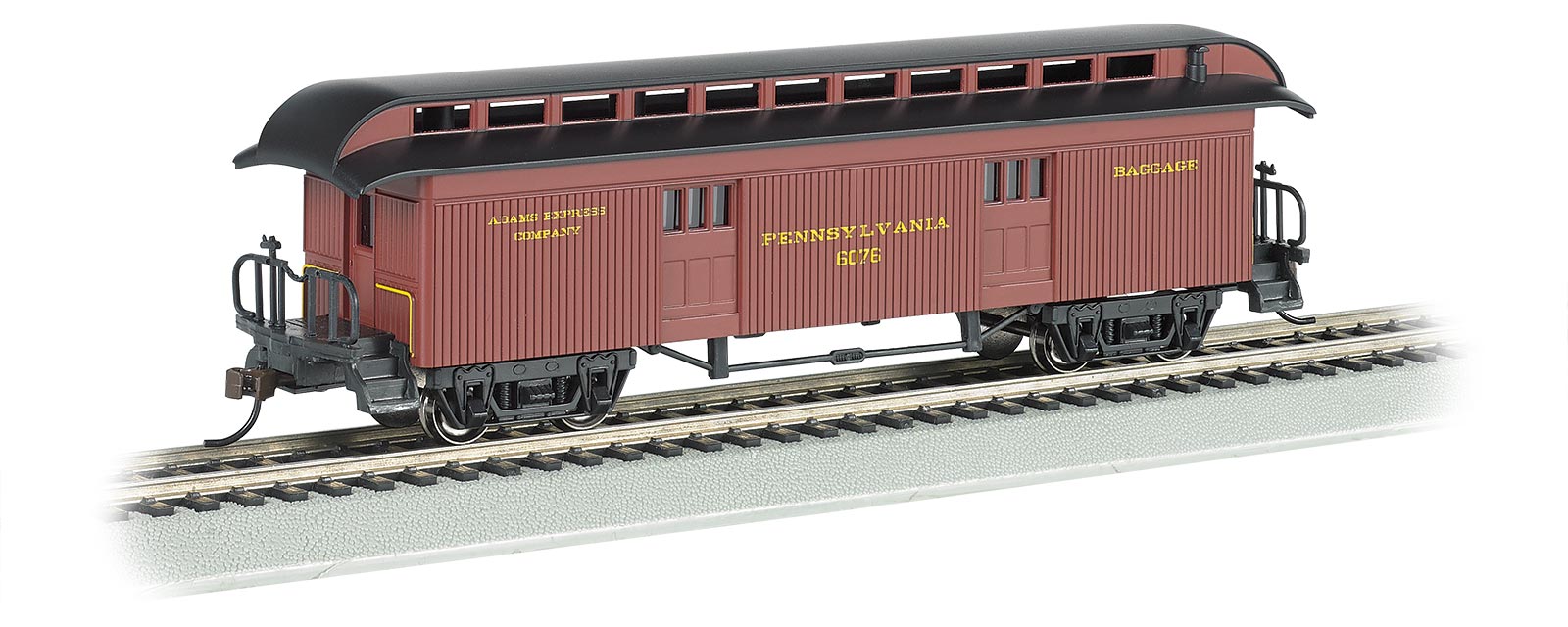 Bachmann Silver Series Old - Time Baggage Car (1860 to 1880 era) w/Rounded - end Clerestory Roof - PRR, HO Scale - Micro - Mark Model Trains, Rolling Stock, Z
