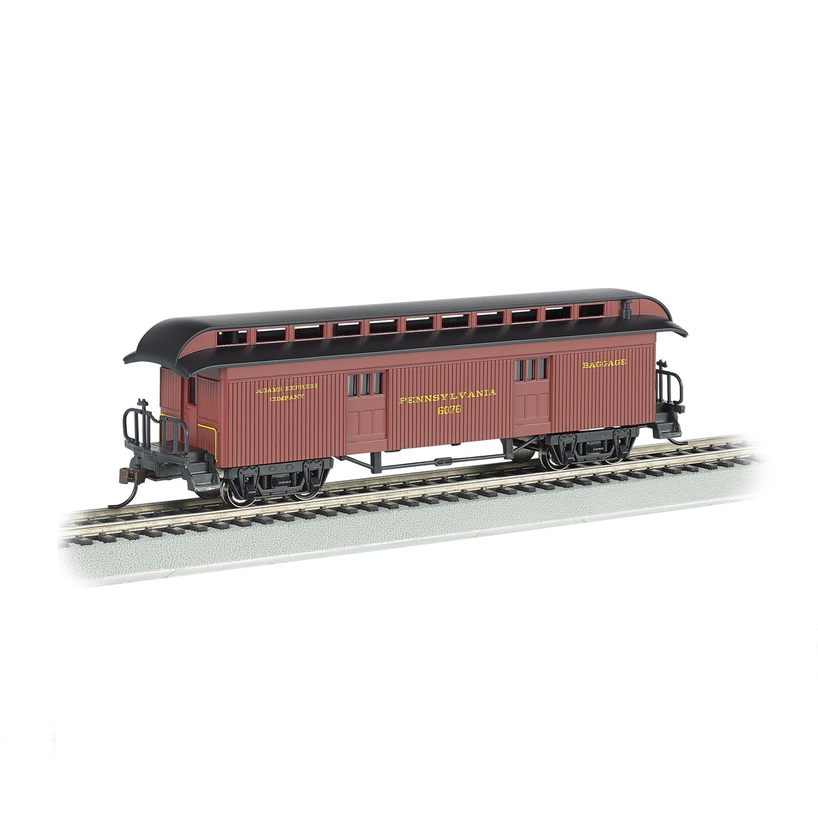 Bachmann Silver Series Old - Time Baggage Car (1860 to 1880 era) w/Rounded - end Clerestory Roof - PRR, HO Scale