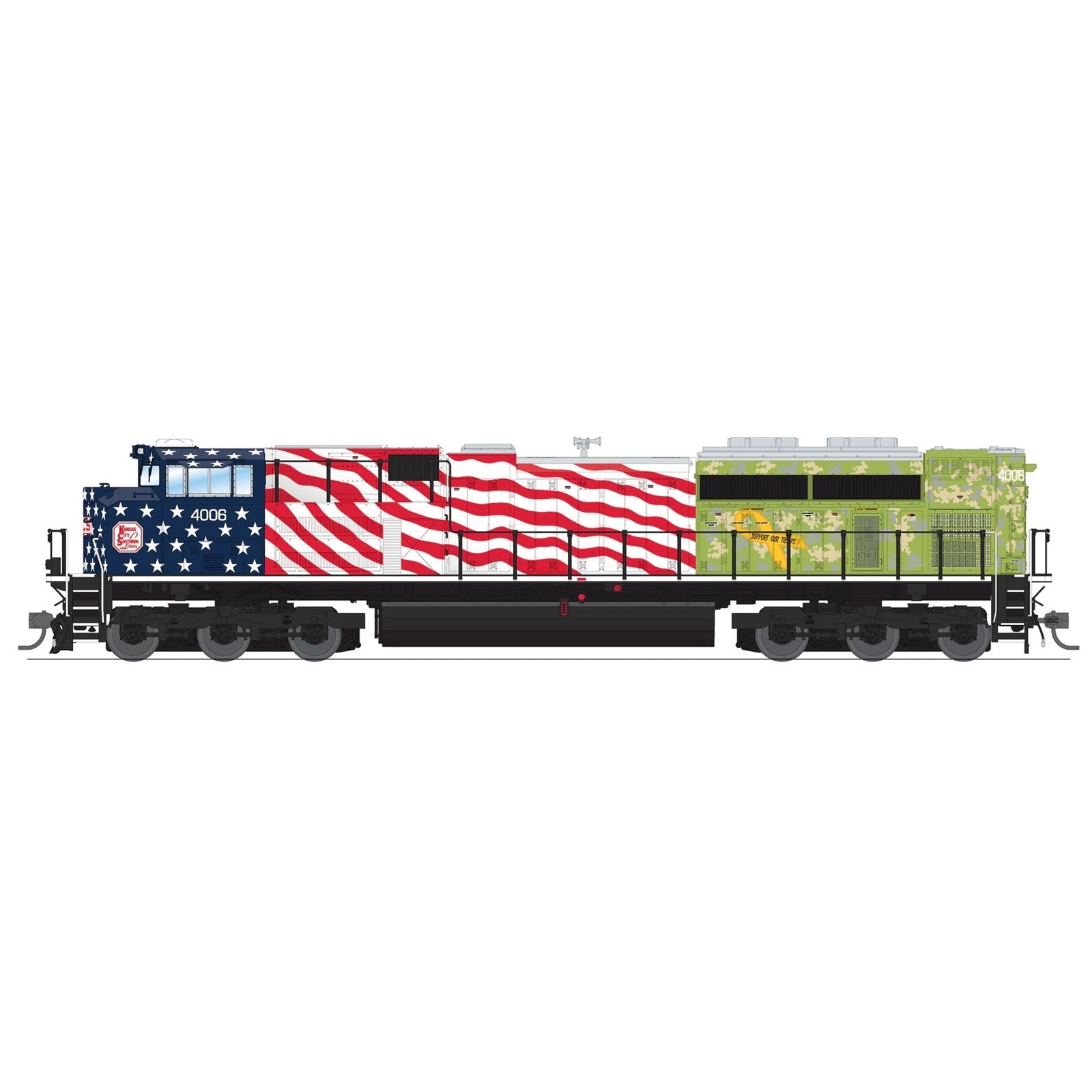 Broadway Limited EMD SD70ACe KCS #4006 “Support Our Troops” Paragon 4 Sound/DC/DCC w/Smoke, HO Scale - Pre - Order - Micro - Mark Locomotives