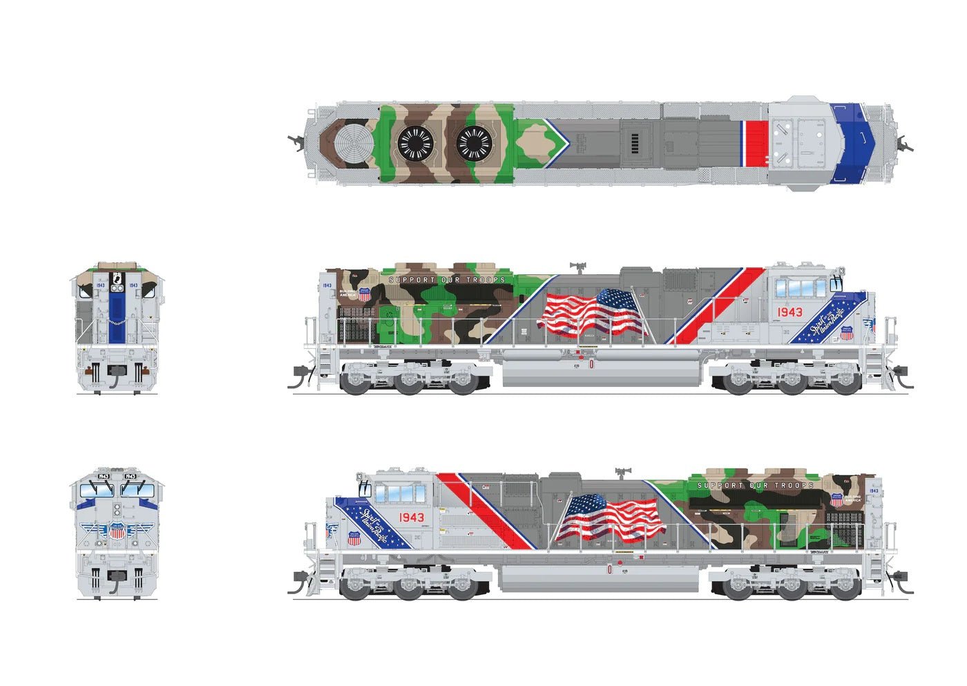 Broadway Limited EMD SD70ACe Union Pacific #1943 "Support Our Troops" Paragon 4 Sound/DC/DCC w/Smoke, HO Scale - Pre - Order