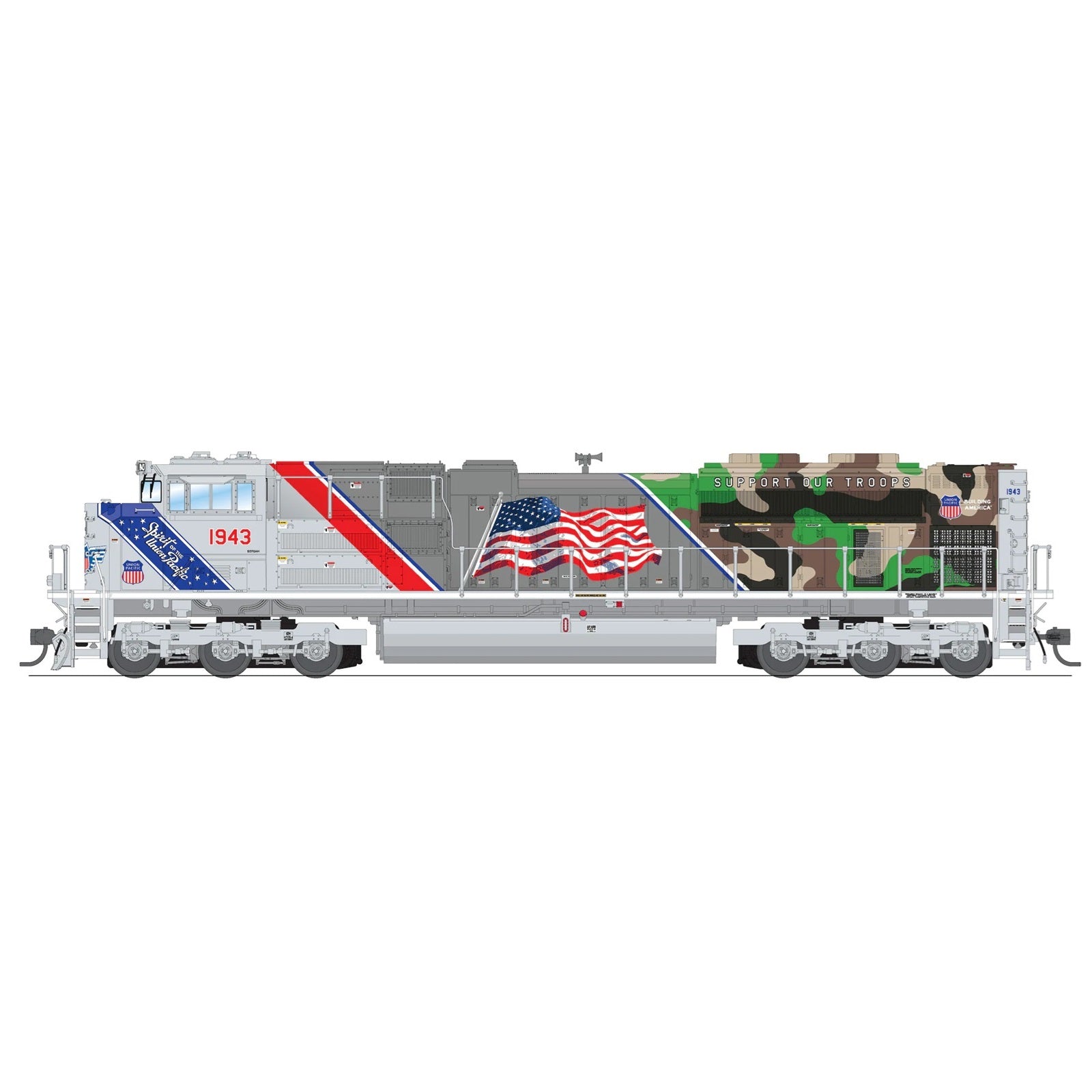 Broadway Limited EMD SD70ACe Union Pacific #1943 "Support Our Troops" Paragon 4 Sound/DC/DCC w/Smoke, HO Scale - Pre - Order - Micro - Mark Locomotives